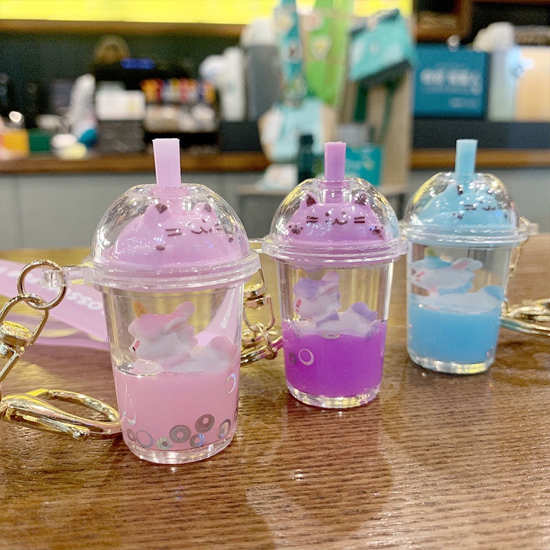 Móc Chìa Khóa Hình Ly Trà Sữa Hoạt Hình Sáng Tạo Nhiều Màu Sắc