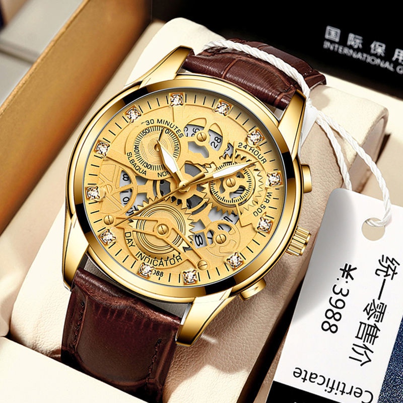 Đồng Hồ Cơ Thụy Sĩ Dây Da Mỏng Chống Thấm Nước Thời Trang Cho Nam
