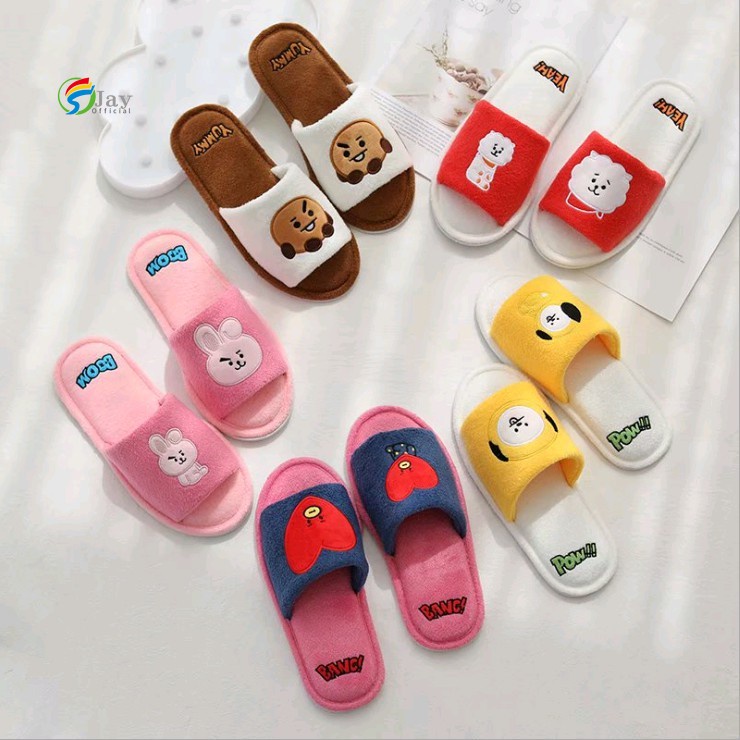 Dép đi trong nhà chống trượt in hình BT21 hoạt hình phong cách dễ thương