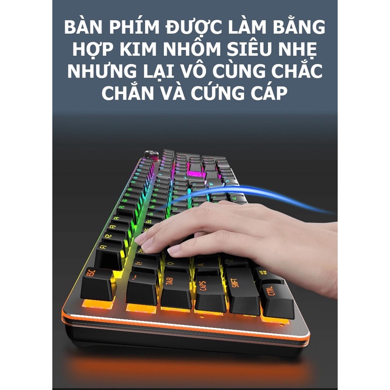 Bàn phím cơ gaming G900 đèn led 7 màu với nút vặn đa phương tiện - VL