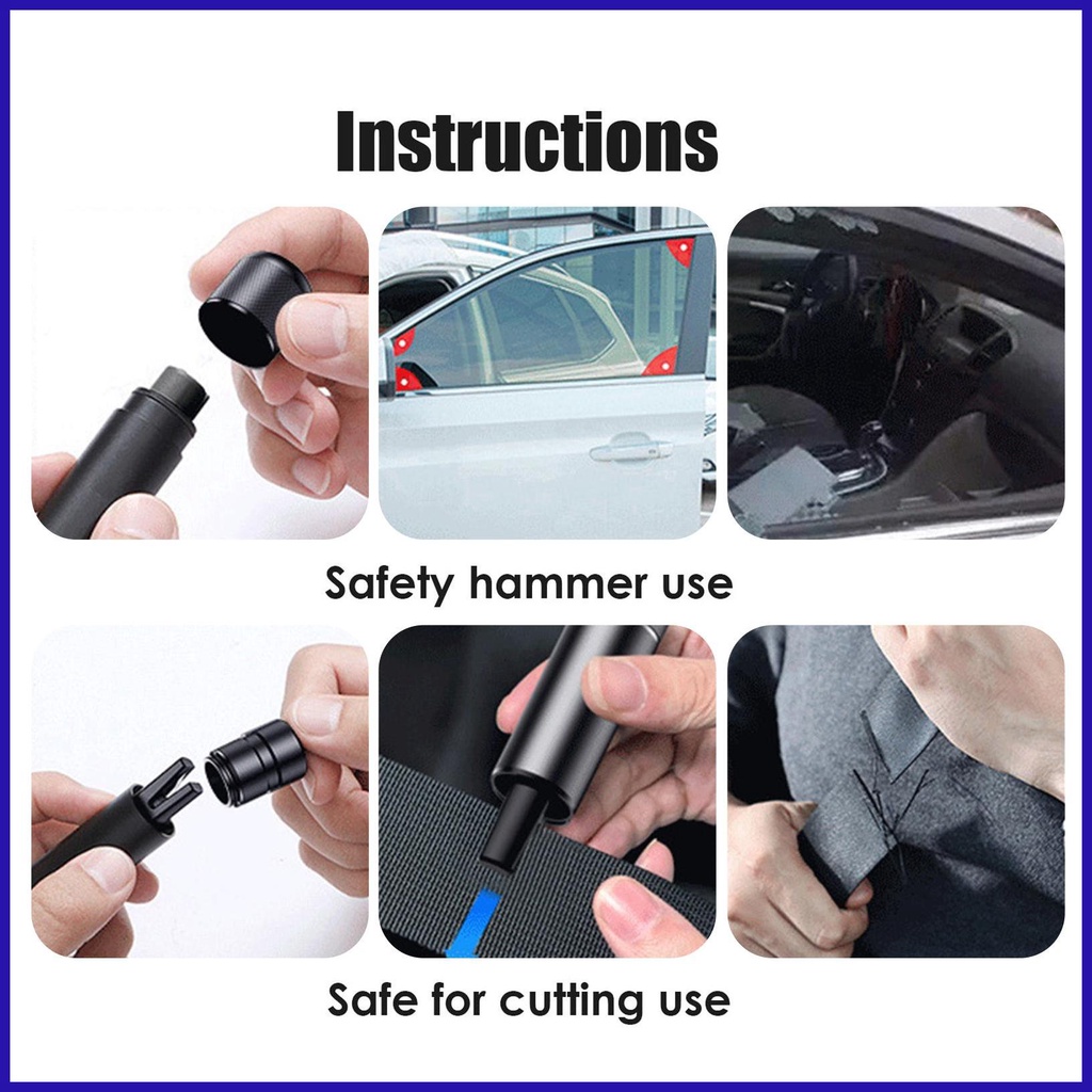 Dụng Cụ Búa Cắt Và Phá Cửa Kính Kèm Dây Đai An Toàn Thoát Hiểm Cho Xe Hơi