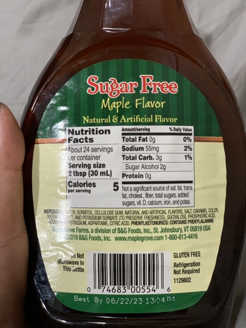 [Siro không đường] Syrup lá phong không đường Maple grove farms ( eat clean , keto ,gymer, ăn kiêng )