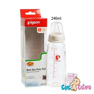 Bình sữa Pigeon thủy tinh 240ml cổ chuẩn nội địa