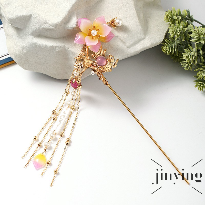 GETNOIVAS Trâm cài tóc dây tua cổ trang gắn đá ngọc trai xinh xắn hợp thời trang