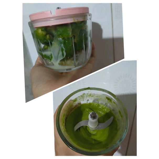 🎁Combo ăn dặm nồi nấu cháo chậm BEAR 0,8l và máy xay HATTIECS 0,3l bản 6 lưỡi xay