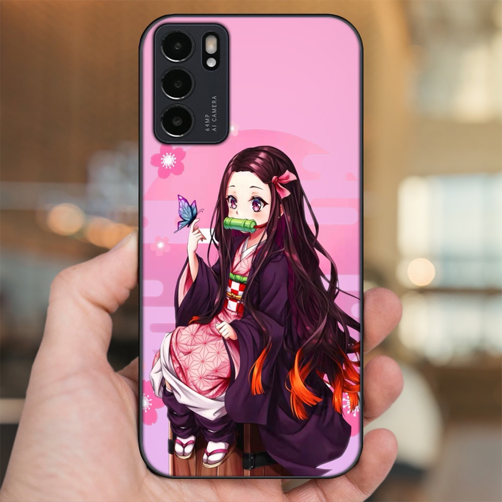 Ốp lưng Oppo Reno 6 5G viền đen in hình Nezuko Kimetsu no Yaiba