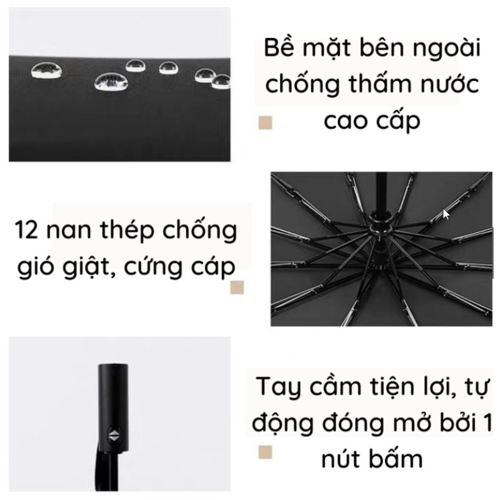 Ô dù đóng mở tự động 2 lớp chống tia UV Ô dù đi mưa che nắng thiết kế thông minh dễ dàng sử dụng