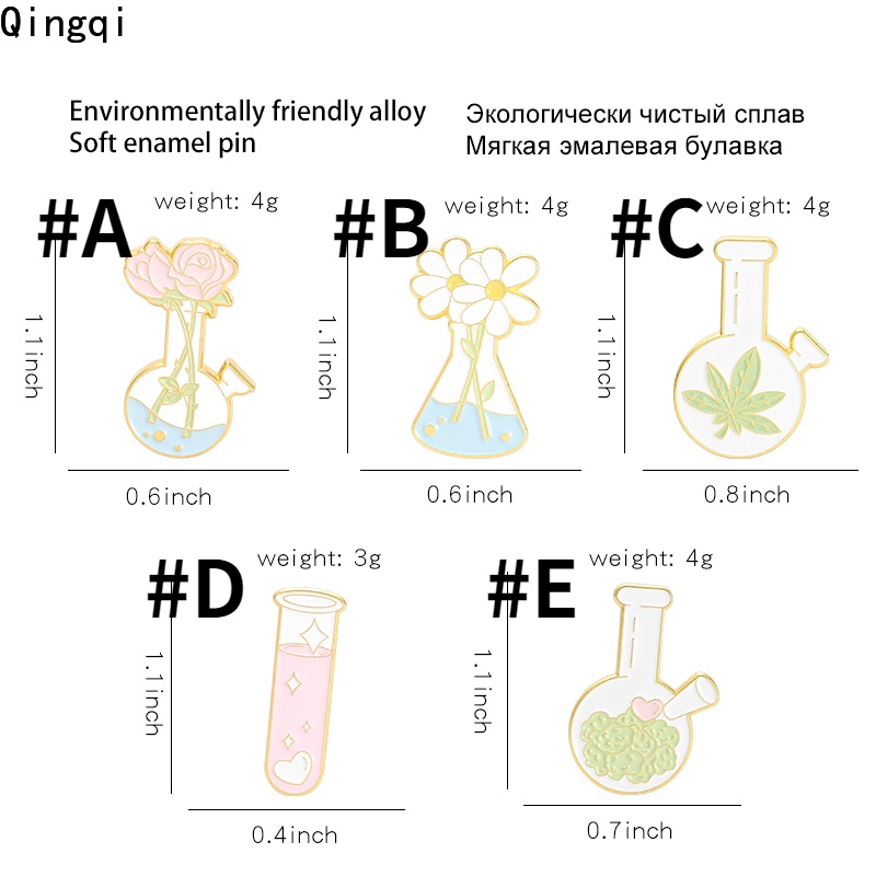 Miss Zoe Huy hiệu cài tóc thiết kế hình dạng ống nghiệm họa tiết hoa hoạt hình đáng yêu
