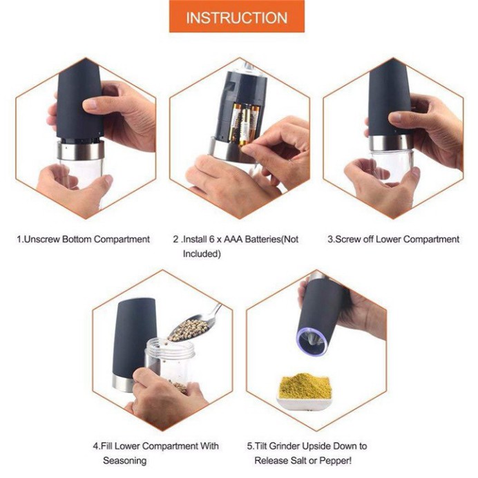 Sản Phẩm Máy xay hạt tiêu và gia vị GB-5089. Chất liệu thép không gỉ 201, ABS, Acrylic, lõi Mài gốm. Bảo hành 6 tháng. (