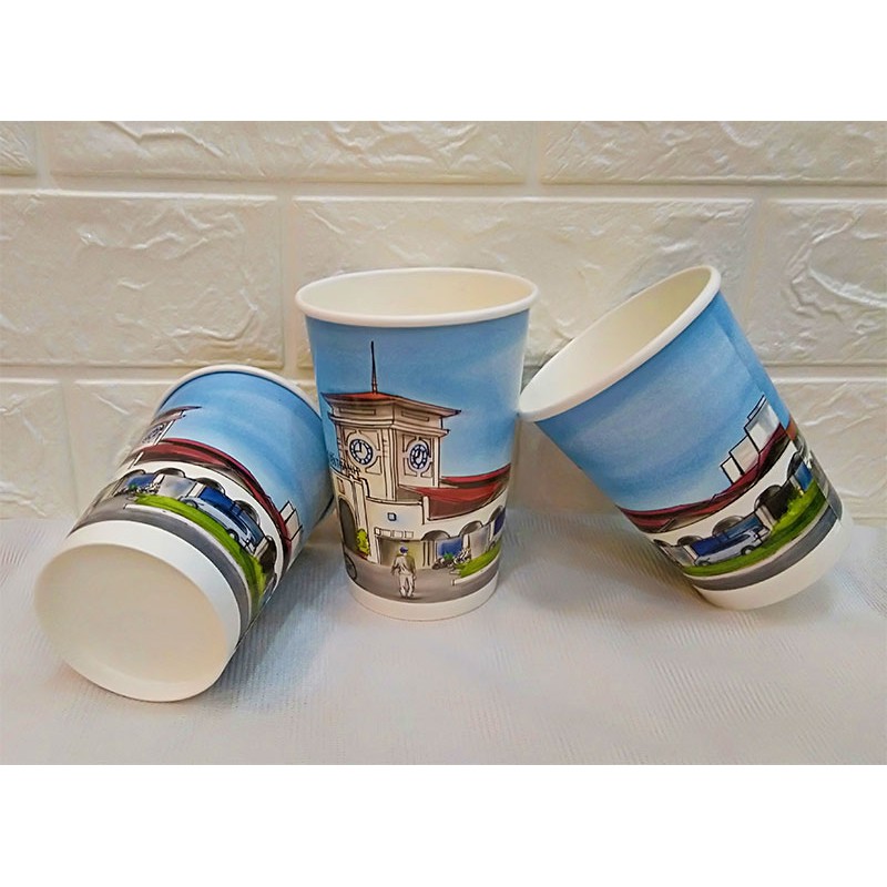 10 Ly Giấy In Hình Chợ Bến Thành 14oz – 360ml Không Nắp Dùng Một Lần Cho Bữa Tiệc | Ly Giấy Dùng Cho Tiệc Cưới Sinh Nhật
