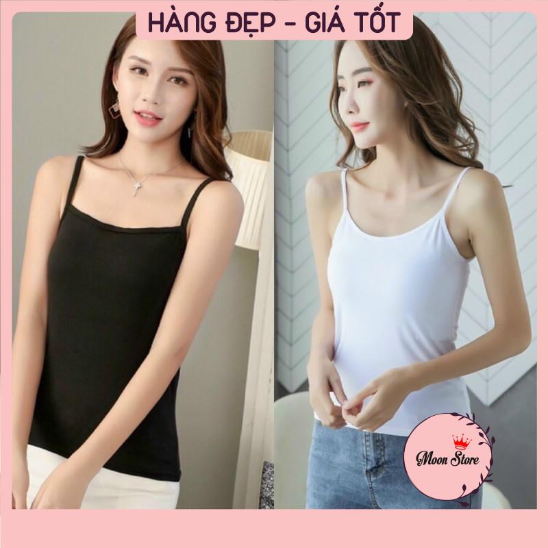 Áo hai dây cotton dáng dài basic sợt dẹt co giãn thoáng mát