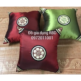Gối tựa lưng vải gấm thêu đẹp(gồm ruột+vỏ)