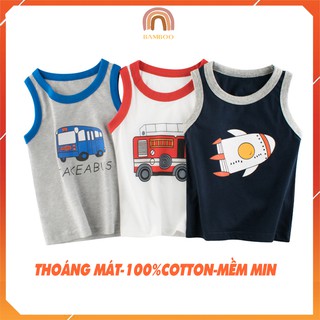 [QUÀ TẶNG LÀ MỘT KHẨU TRANG ]Áo sát nách bé trai BAMBOO Áo ba lỗ cho bé in hình tên lửa chất cotton thoáng mát BO28