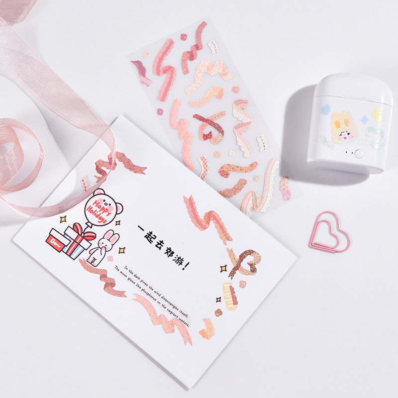 Giấy dán trang trí nhật ký kiểu ruy băng đơn giản