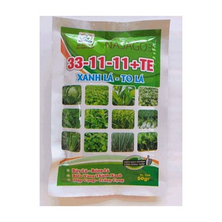 Phân bón lá npk 33-11-11 + te xanh lá - to lá - 50gr