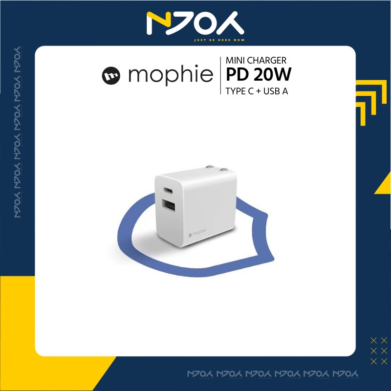 Củ Sạc Nhanh 2 Cổng Mophie Mini Type C + Usb Hỗ Trợ Pd 20w Qc 3.0 Dành Cho Ip 13 12 11 Samsung Xiaomi Oppo Sony