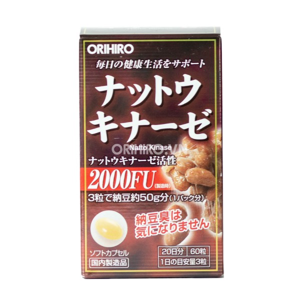 VIÊN UỐNG HỖ TRỢ CHỐNG ĐỘT QUỴ TAI BIẾN CỦA NHẬT ORIHIRO (HỘP 60 VIÊN), Natto Kinase 2000FU
