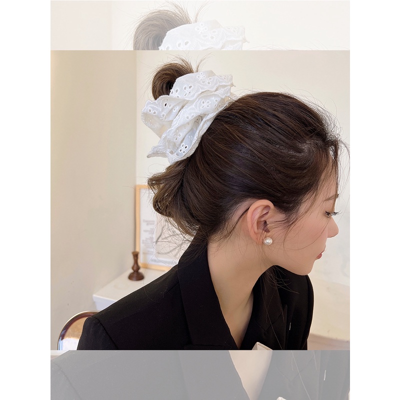 Dây Buộc Tóc Ren Phong Cách Pháp Thiết Kế Mới Xinh Xắn Cho Nữ 2022