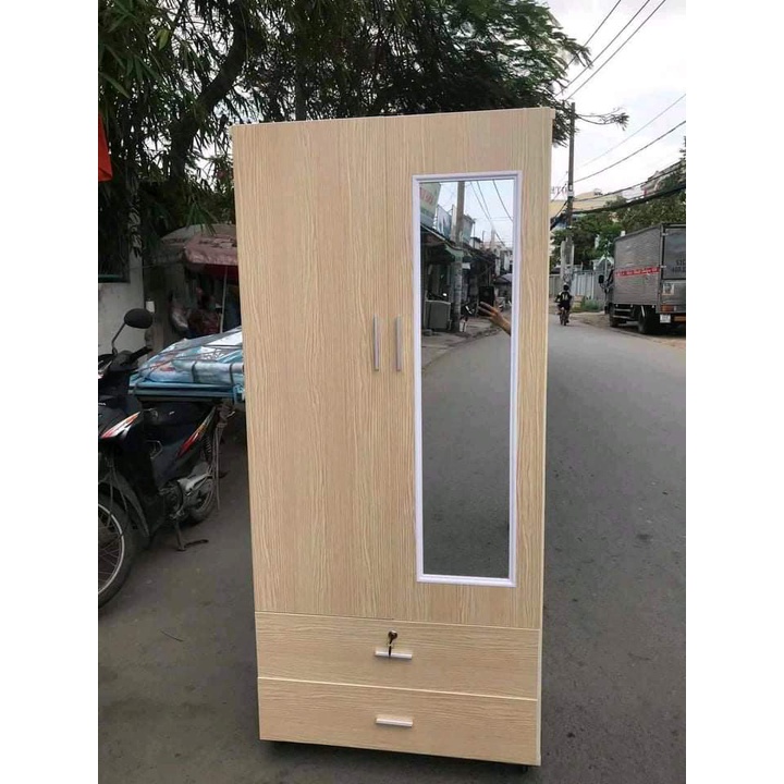tủ nhựa đài loan 2 cánh cửa lùa có gương