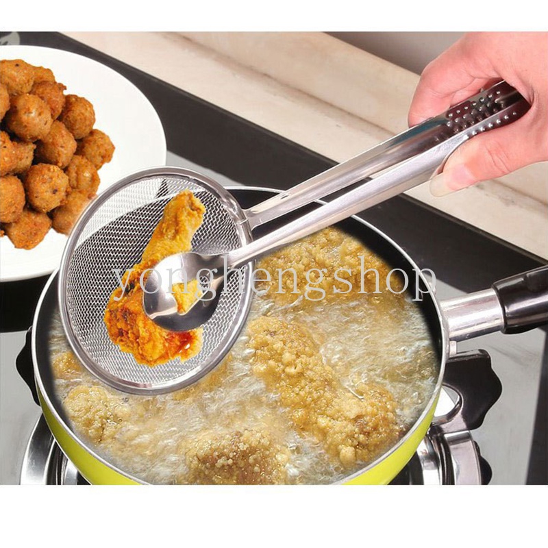 Dụng Cụ Gắp Đồ Chiên Có Lưới Lọc Dầu Bằng Thép Không Gỉ