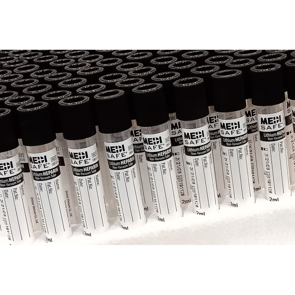 Ống nghiệm HEPARIN thường và chân không MEDISAFE (khay 100 ống)