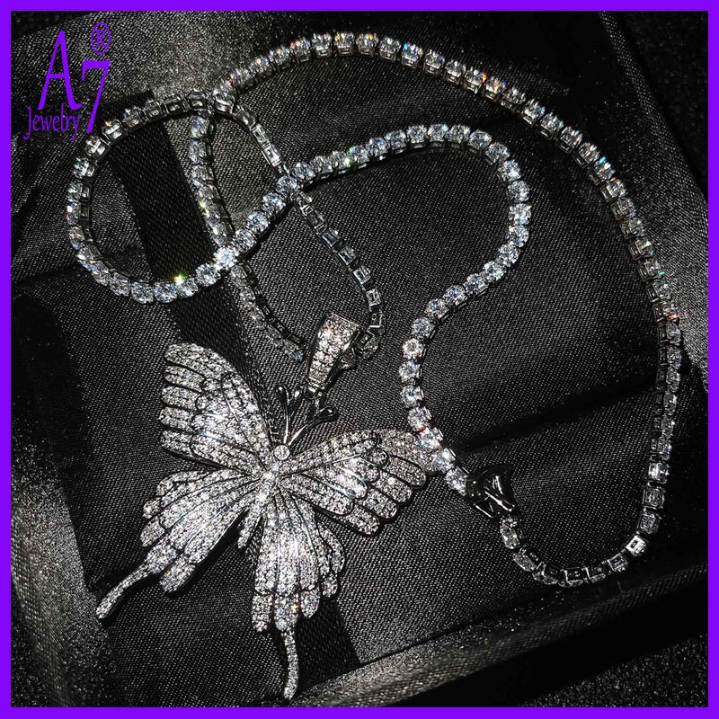 Vòng cổ mạ bạc 925 mặt hình bướm đính đá kim cương nhân tạo