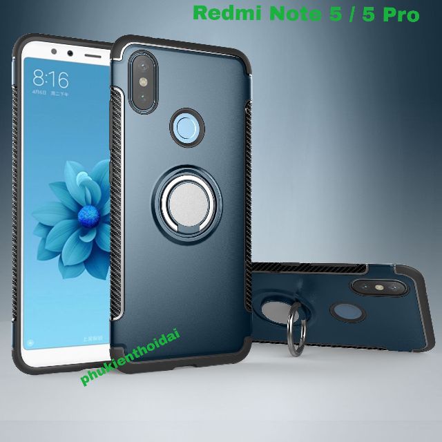 Ốp lưng Xiaomi Redmi Note 5 / 5 Pro chống sốc giá đỡ kiêm nhẫn Ô tô