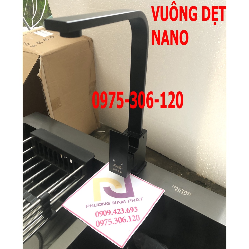 (NANO 5 LỚP CHỐNG TRẦY) Vòi Rửa Chén Bát Nóng Lạnh INOX 304 phủ nano Quay 360 độ sử dụng được 2 hộc chậu