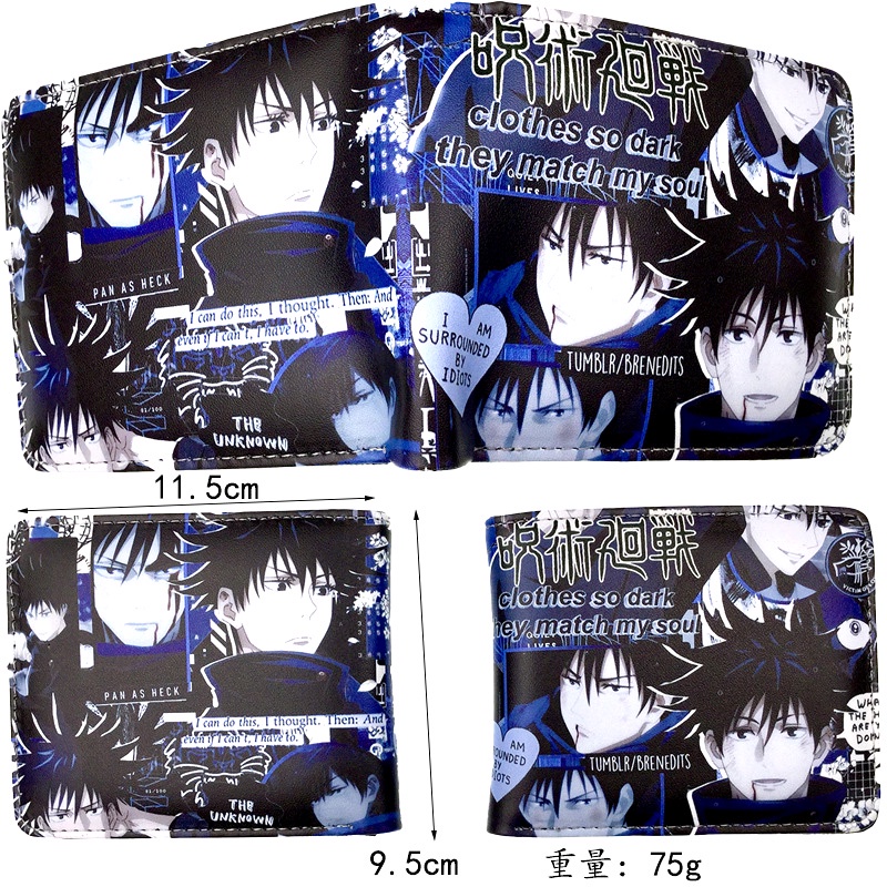 Ví da PU dáng ngắn in hình nhân vật trong anime Jujutsu Kaisen nhiều kiểu tùy chọn