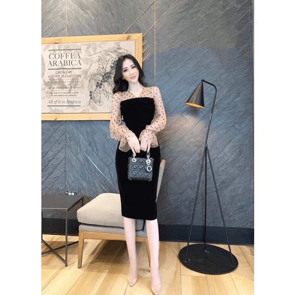 Đầm tiệc body phối lưới (kèm ảnh thật)