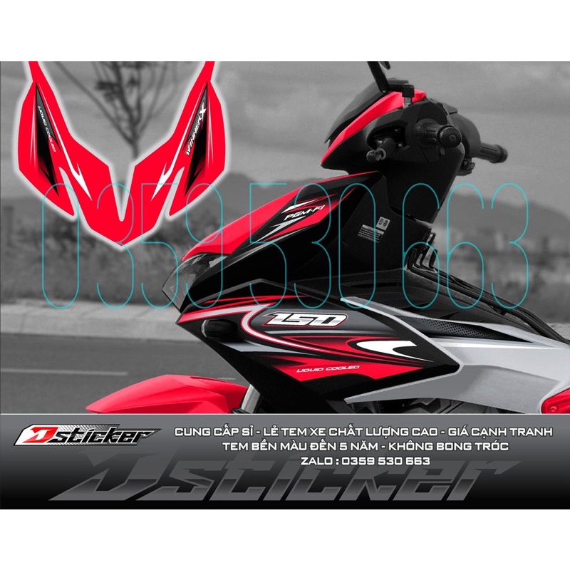 Tem rời Winner X xe đen - đỏ - bạc - mẫu mới 2021