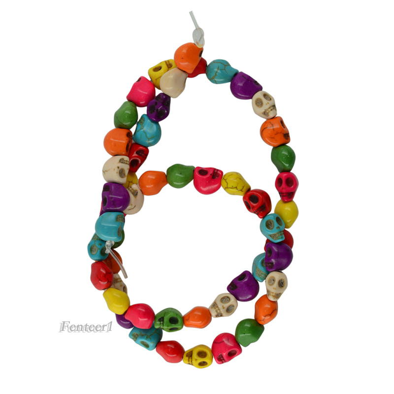 Set 1 / 52 Hạt Xỏ Lỗ Hình Đầu Lâu Nhiều Màu Sắc Dùng Để Làm Trang Sức Thủ Công