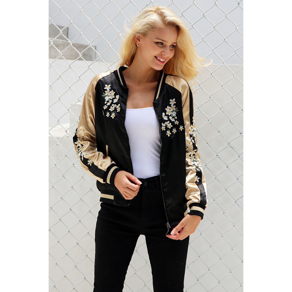 ÁO KHOÁC BOMBER THÊU, ÁO BOMBER THÊU HẠC CỰC ĐẲNG CẤP