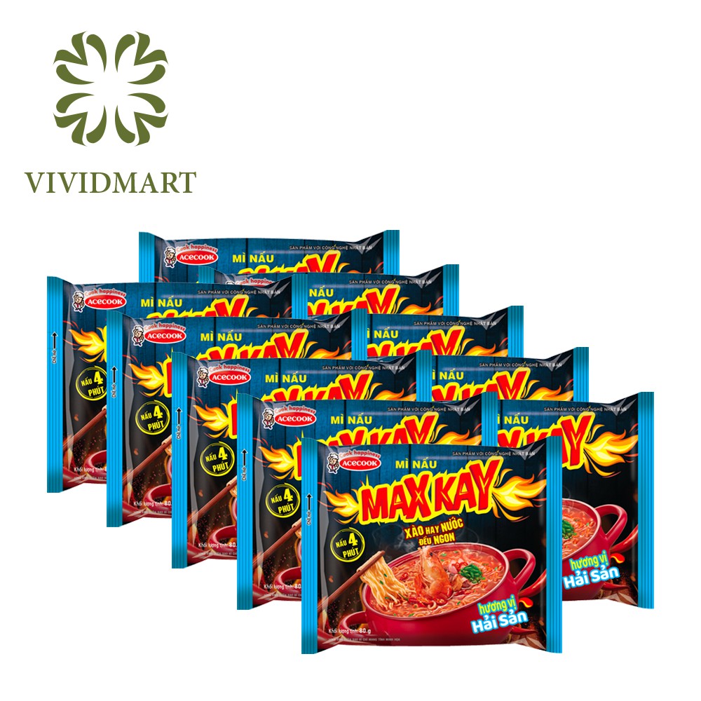 [Toàn quốc] MÌ NẤU MAXKAY VỊ HẢI SẢN, MAX KAY VỊ KIM CHI - COMBO 10 GÓI MAXCAY - ĂN MAX CAY - ACECOOK | BigBuy360 - bigbuy360.vn
