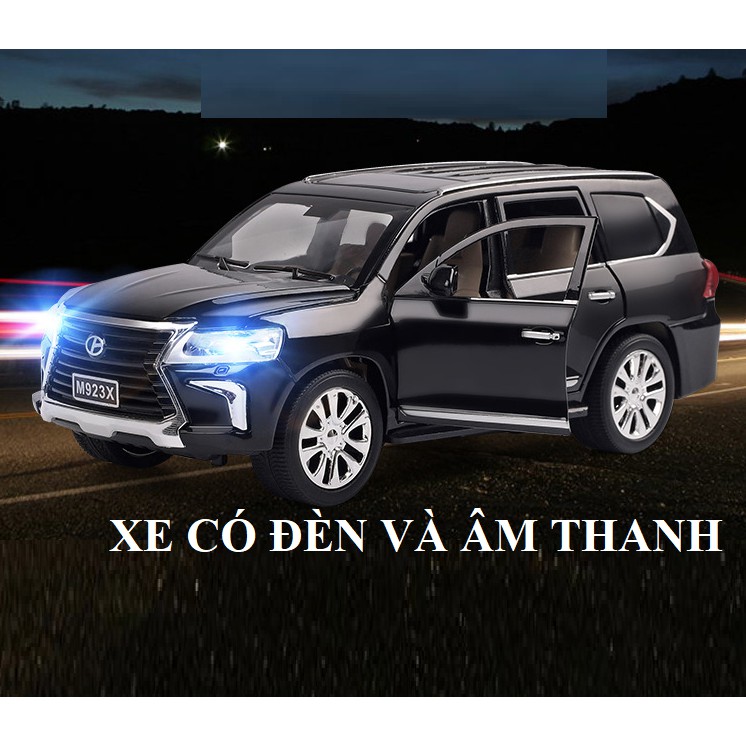 Đồ chơi xe mô hình ô tô xe Lexus LX570 tỉ lệ 1:24 bằng sắt chạy cót có âm thanh và đèn mở các cửa xe
