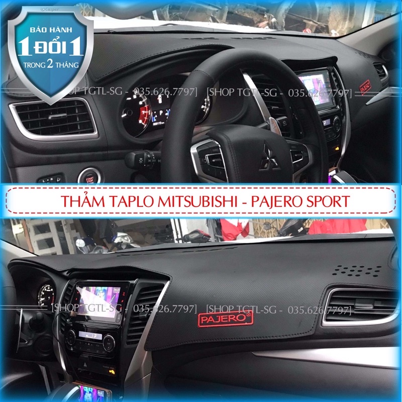 [Pajero Sport-2016 đến 2021] Thảm Taplo oto loại da vân gỗ,da cacbon,da nỉ đen và nhung lông cừu 3 lớp