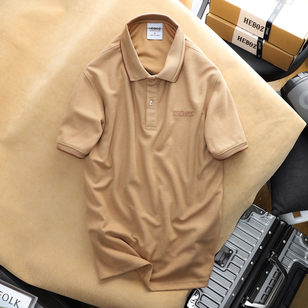 Áo thun nam có cổ, áo polo nam orange line HEBOZ - BROWN 00001181