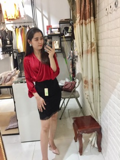 Áo sơ mi lụa cổ đổ