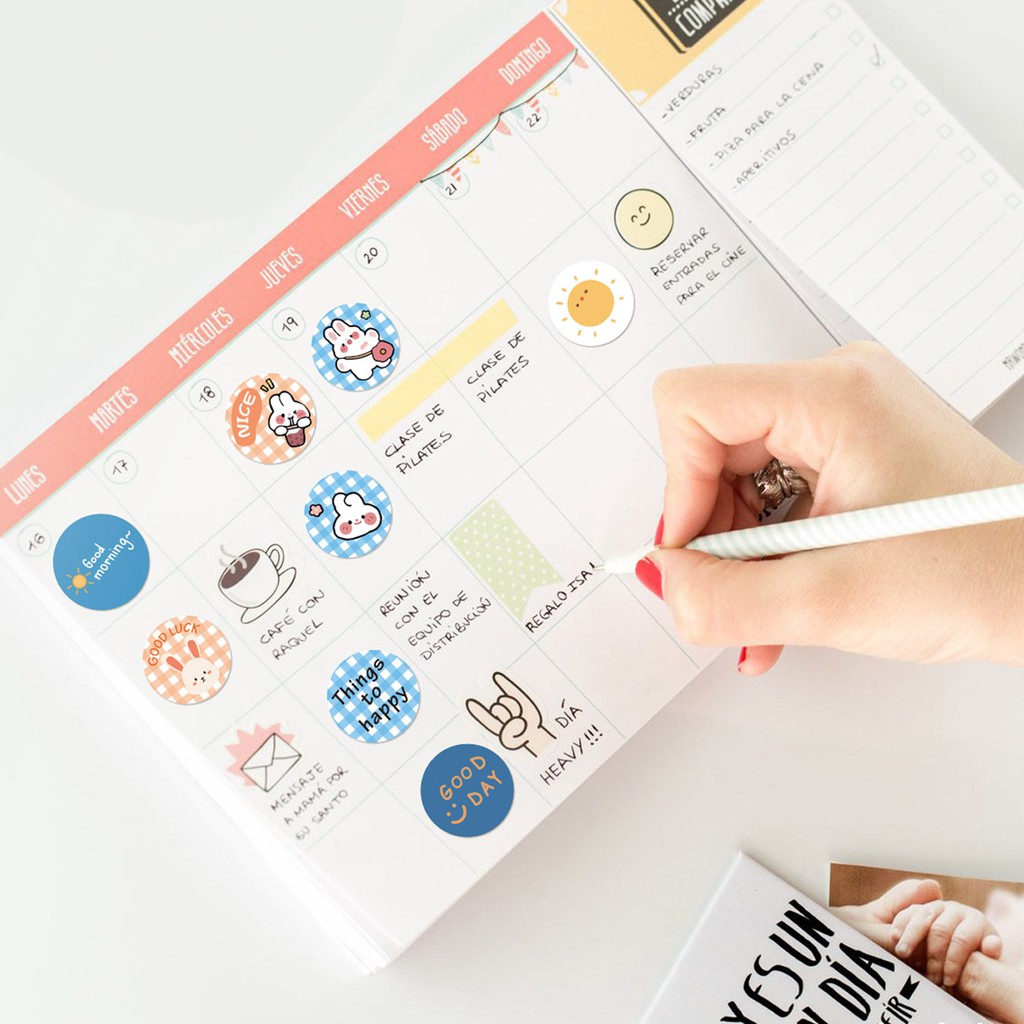 500 Miếng dán họa tiết độc đáo dễ thương kích thước 1 inch dùng trang trí