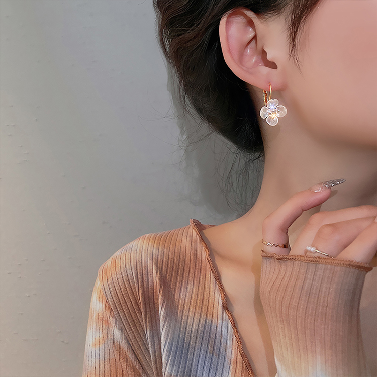 Bông Tai Hình oval Đính Ngọc Trai Và Kim Cương Giả Phong Cách Hàn Quốc Cho Nữ