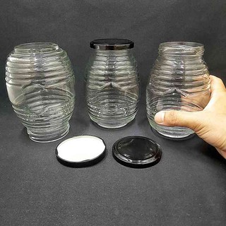 Hũ Gia Vị Thủy Tinh 750ml (combo 2 cái) con ong nắp thiếc đen – Hũ Đựng Gia Vị , mật ong, yến chưng