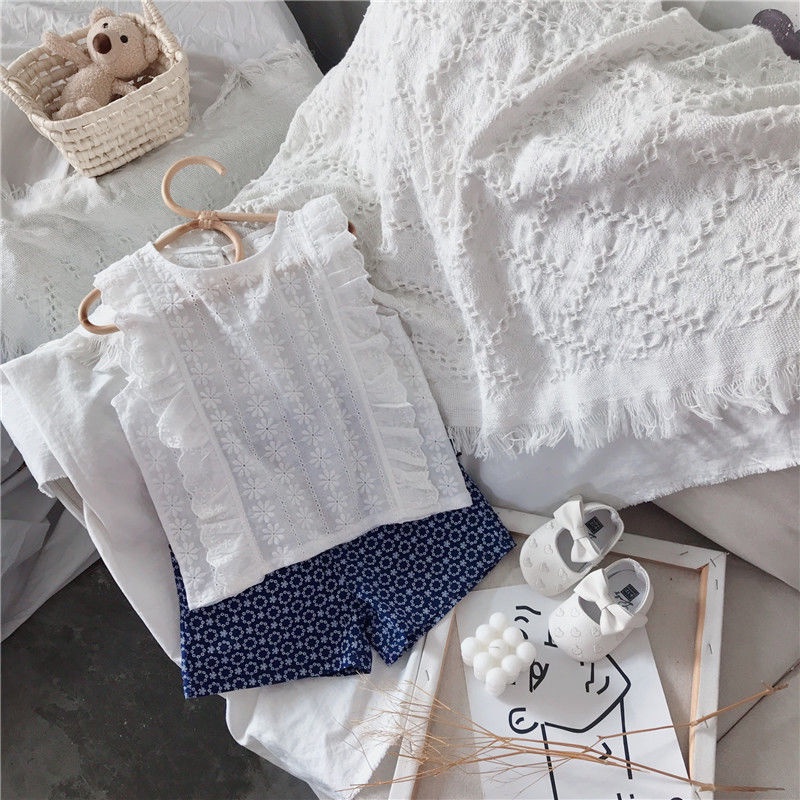 Hàng Mới Về Bộ Áo Thun + Quần Short Thêu Họa Tiết Phong Cách Hàn Quốc Thời Trang Mùa Hè Cho Bé Gái 5