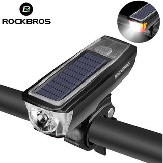 Đèn Pha Năng Lượng Mặt Trời ROCKBROS Kèm Còi 120dB Cổng Sạc USB 350 LM 107*40*35mm Gắn Phía Trước Xe Đạp Leo Núi