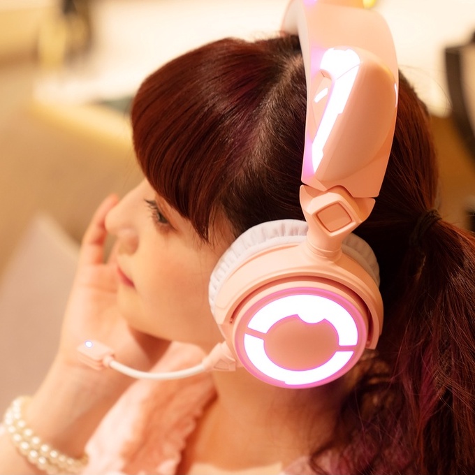 Tai nghe tai mèo Demon Dance YOWU Cat Ear Headphone 4 phiên bản Cherry Blossom Pink.