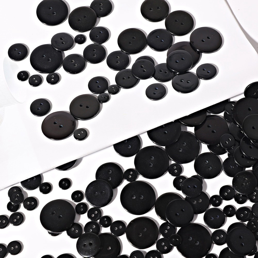 Set 100 cúc áo hai lỗ bằng nhựa resin DIY đa kích thước