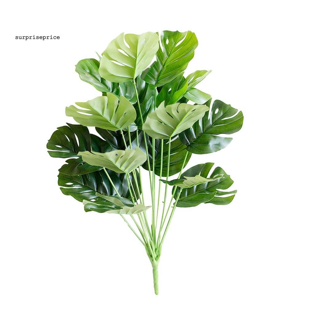 1 Bó Hoa Monstera Giả Bằng Nhựa Màu Xanh