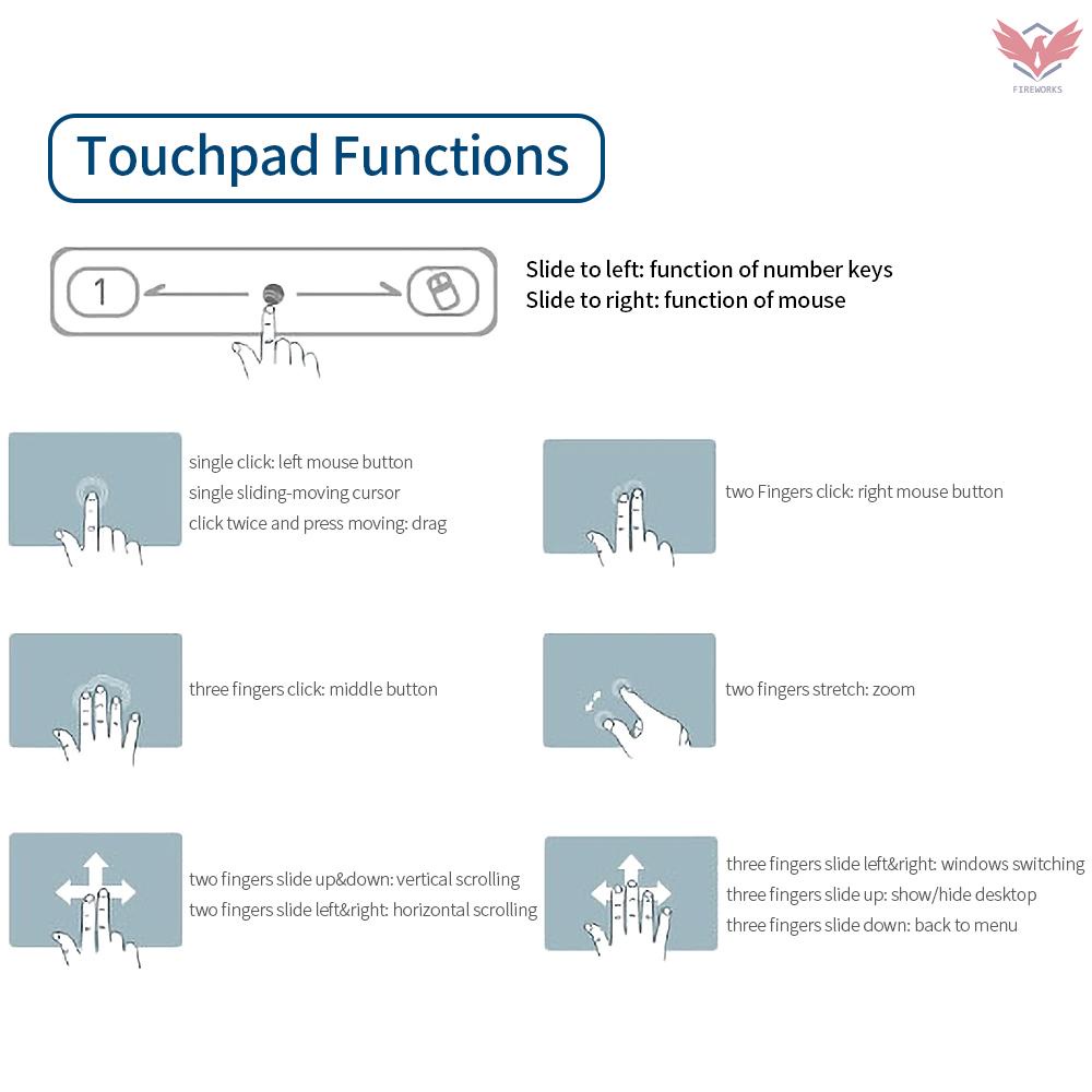 Fir BT10 Wireless BT Keyboard with Touch Pad 2 in 1 Mouse&Pad Function Keyboard for Android/ IOS/Windows  Phone/Tablet/Laptop