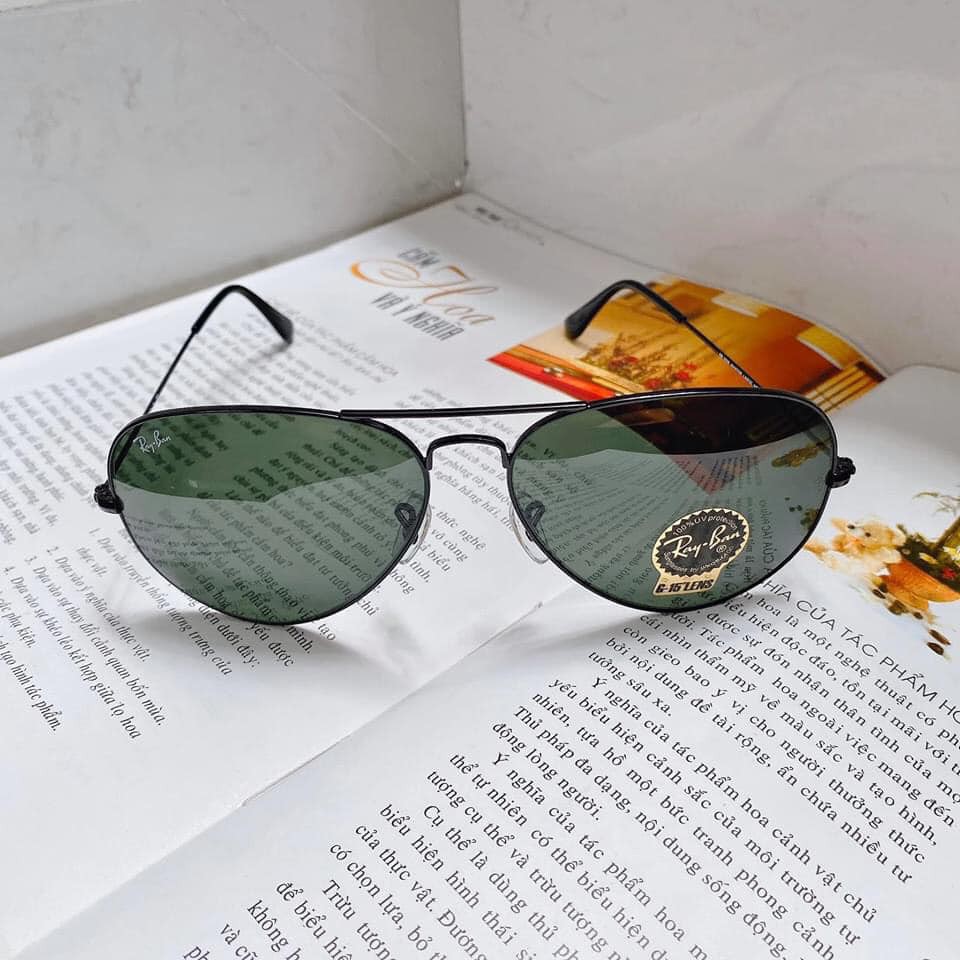 Kính mát chính hãng Rayban Aviator mắt đen gọng đen matte mã RB3025 - Size 58-62 Nam nữ đeo đều đẹp