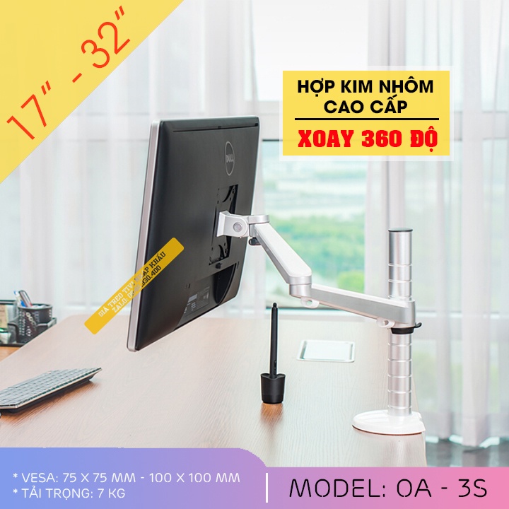 Giá Treo Màn Hình Máy Tính OA 3S 17 - 24 - 27 - 32 inch / Tay Treo Màn Hình Gắn Bàn Hợp Kim Nhôm [ Cao Cấp Hơn NB F80 ]