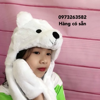 (Có sẵn sll) Mũ gấu trắng Bắc cực siêu yêu, ảnh mẫu shop tự chụp, chất lượng y hình